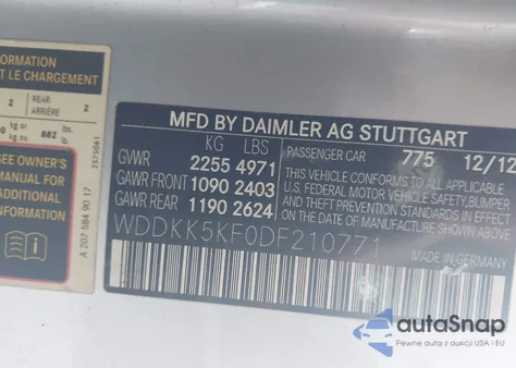 2013 Mercedes-Benz E 350 from USA, damaged, VIN WDDKK5KF0DF210771